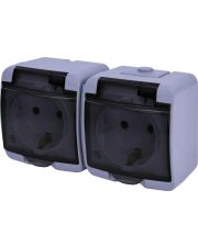 Розетка двухместная Eti Hermetics RHE-2sd-SR с з/к IP54 серая/прозрачная крышка (4668073)