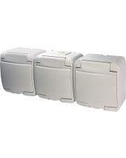 Розетка тримісна Eti Hermetics RHE-3s із з/к IP54 біла (4668023)