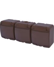 Розетка тримісна Eti Hermetics RHE-3s-KR із з/к IP54 коричнева (4668054)