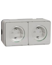 Накладная 2-местная розетка Schneider Electric MUR39035 с з/к и шторками IP55 (белая)