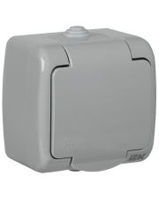 Вологозахищена розетка IEK РСш12-2-А "Aquatic" з з/к 16А IP54 сіра (ERA12-K03-16-54)