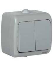 Выключатель 2-клавишный IEK ВС-20-2-0-А «Aquatic» 10А IP54 серый (EVA20-K03-10-54)