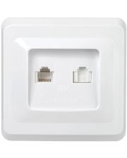 Двомодульна RJ-45+RJ-11 розетка IEK РК/Т12-ВБ "Вега" біла (EIV20-K01-DM)