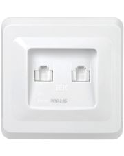 Подвійна RJ-45 розетка IEK РК10-2-ВБ "Вега" Cat5e біла (EKV25-K01-DM)