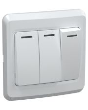 Выключатель 3-клавишный IEK ВС10-3-0-ВБ «Вега» 10А белый (EVV30-K01-10-DM)