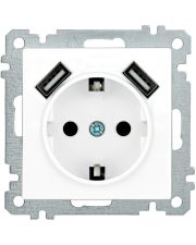 Розетка IEK РЮш10-1-Б «Bolero» ERB14-K01-16-U2 із з/к 16А та 2 USB 2,1А (біла)