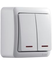 Двойной выключатель Lezard «Viola» 751-0200-112 с подсветкой (белый)