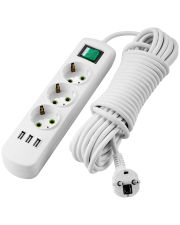 Тримісний подовжувач Lezard «Letitia» (721-0305-302U) з/з 5м з кнопкою та USB роз'ємом
