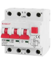 Выключатель дифференциального тока E.Next e.rcbo.pro.4.C32.30 3P+N 32А С тип А 30мА (p0720017)