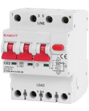 Вимикач диференційного струму E.Next e.rcbo.pro.4.C63.30 3P+N 63А С тип А 30мА (p0720020)