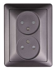Двойная розетка E.Next e.lux.1222L.2gz.anthracite антрацит (ins0040068)