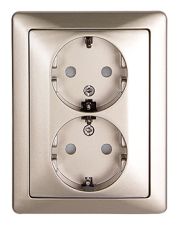 Двойная розетка E.Next e.lux.1232L.2gz.nickel с з/к никель (ins0040071)