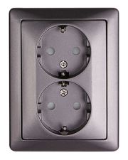 Двойная розетка E.Next e.lux.1232L.2gz.anthracite с з/к антрацитом (ins0040072)