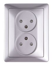 Двойная розетка E.Next e.lux.1222L.2gz.aluminium алюминий (ins0040105)