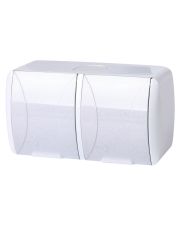 Двойная розетка E.Next e.aqua.1232.gr с з/к IP54 крышка белая (s035057)