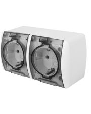 Двойная розетка E.Next e.aqua.1232.grt с з/к IP54 крышка прозрачная (s035059)
