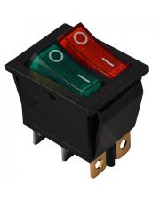 Переключатель Аско-Укрем KCD2-2101N GR+R/B (0-I) с подсветкой 2-х клавишный зеленый+красный (A0140040111)