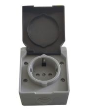 Розетка TNSy SURFACE с заземлением и крышкой IP54 серый (TNSy5000169)
