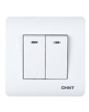 Выключатель 2-клавишный Chint NEW3 с LED-подсветкой белый (715385)