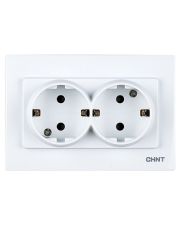 Розетка 2-местная Chint NEW3 с заземлением белая (715402)
