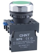 Кнопка Chint NP8-10BND 1NO AC/DC 24В зеленая IP65 (667240)