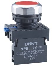 Кнопка Chint NP8-11BND/4 1NO+1NC АС 110В-230В с подсветкой красная IP65 (667124)