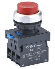 Кнопка Chint NP8-11GND/4 1NO+1NC AC 110В-220В (пружинный возврат) красная IP65 (667313)
