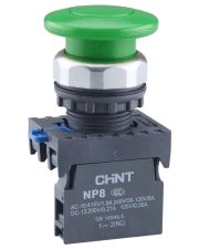 Кнопка грибок Chint NP8-11M/13 1NO+1NC Ø40мм с самовозвратом зеленая IP65 (667264)
