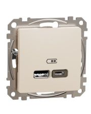USB-розетка Schneider Electric Sedna Design & Elements A+C 2,4A бежевая SDD112402