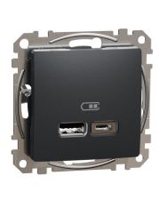 USB-розетка Schneider Electric Sedna Design & Elements A+C 2,4A черная SDD114402
