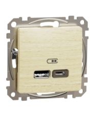USB-розетка Schneider Electric Sedna Design & Elements А+С 2,4А береза SDD180402