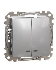 Двухклавишный выключатель Schneider Electric Sedna Design & Elements с подсветкой алюминий SDD113105L