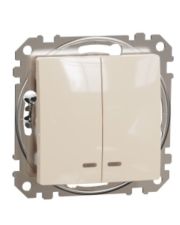 Двоклавішний вимикач Schneider Electric Sedna Design & Elements з підсвіткою бежевий SDD112105L