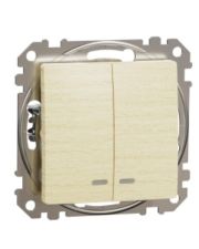 Двоклавішний вимикач Schneider Electric Sedna Design & Elements з підсвіткою береза SDD180105L