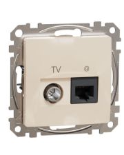 Кінцева TV-розетка Schneider Electric Sedna Design & Elements та RJ45 кат. 6 UTP бежева SDD112469T