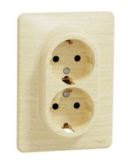 Подвійна розетка Schneider Electric Sedna Elements з заземленням та шторками береза SDD380221