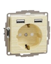 Розетка Schneider Electric Sedna Design & Elements з заземленням та 2 USB тип А береза SDD180052