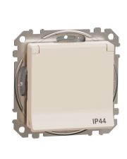 Розетка Schneider Electric Sedna Design & Elements с заземлением шторками и крышкой IP44 бежевая SDD212024