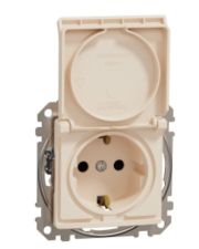 Розетка Schneider Electric Sedna Design & Elementsс заземлением шторками и крышкой бежевая SDD112024