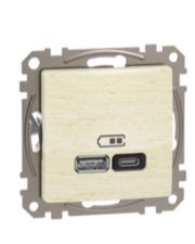 Розетка USB Schneider Electric Sedna Design & Elements A+C 3A 45Вт береза SDD180404