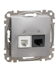 Телефонна/комп'ютерна розетка Schneider Electric Sedna Design & Elements RJ11+RJ45 кат. 6 UTP алюміній SDD113468