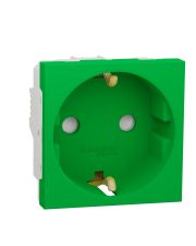 Розетка с заземлением Schneider Electric Unica New NU303706 со шторками 16А винтовой зажим зеленая