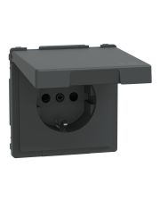 Розетка с заземлением Schneider Electric D-Life MTN2314-6034 с крышкой IP44 антрацит