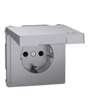 Розетка с заземлением Schneider Electric D-Life MTN2314-6036 с крышкой IP44 нержавеющая сталь