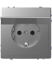Розетка Schneider Electric D-Life MTN2310-6036 с з/к и крышкой нержавеющая сталь