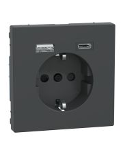 Розетка Schneider Electric D-Life MTN2367-6034 16А USB/Type-C 3А антрацит