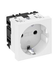 Розетка OBO Bettermann modul 45 с заземлением и шторками 250В 16A 0˚ белая (6120008)