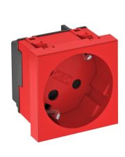 Розетка OBO Bettermann modul 45 с заземлением и шторками 250В 16A 33˚ красная (6120078)