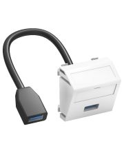 Кутовая USB розетка OBO Bettermann 3.0 modul 45 с кабелем подключения белая (6104934)