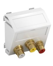 Кутовая Audio/Video розетка OBO Bettermann (RCA) yellow-red-white modul 45 белая (6105174)